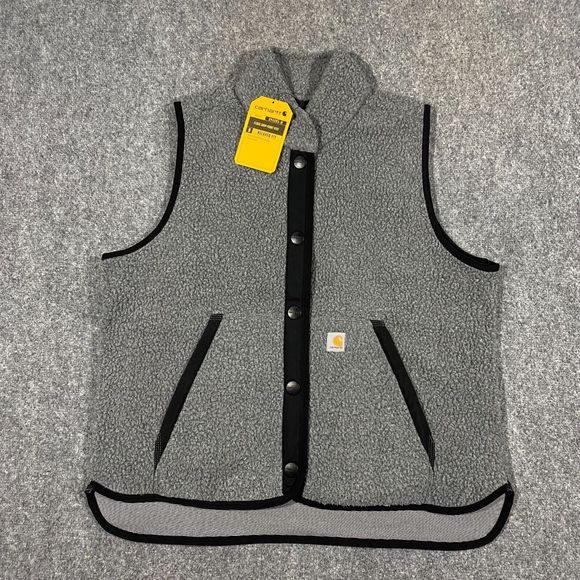 Carhartt Sherpa Fleece Snap Front Vest Womens 2X Plus Relaxed Fit Gray NWT - Picture 5 of 16